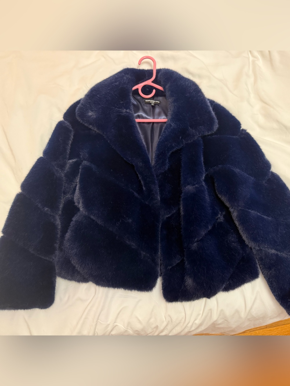 Generation Love Magnetic Faux Fur Navy Blue Jacket - Medium